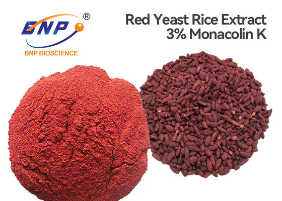 مستخلصات أرز الخميرة الحمراء الخالية من السترينين 3٪ مسحوق Monacolin- K من الدرجة الصيدلانية